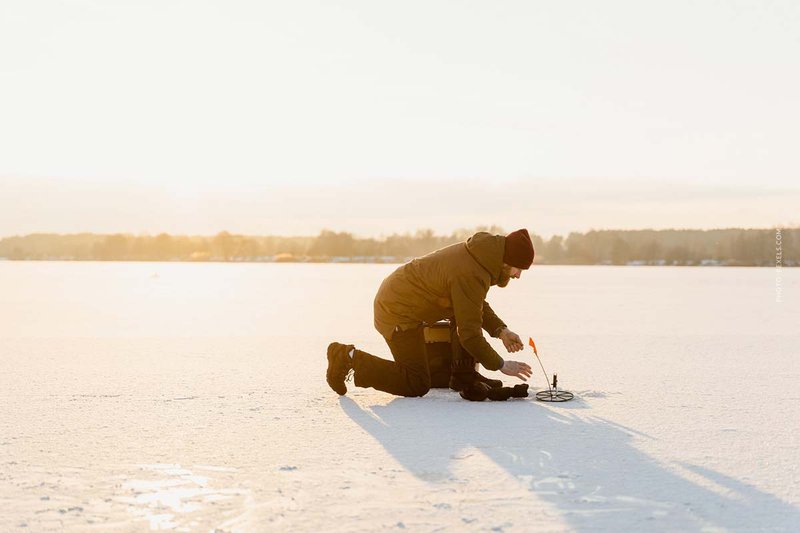 Ice fishing demo in Germany
